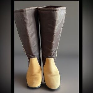 Womens Timberland suede & Polyester Embroidered Brown & Tan Tall Boots 7M MINT